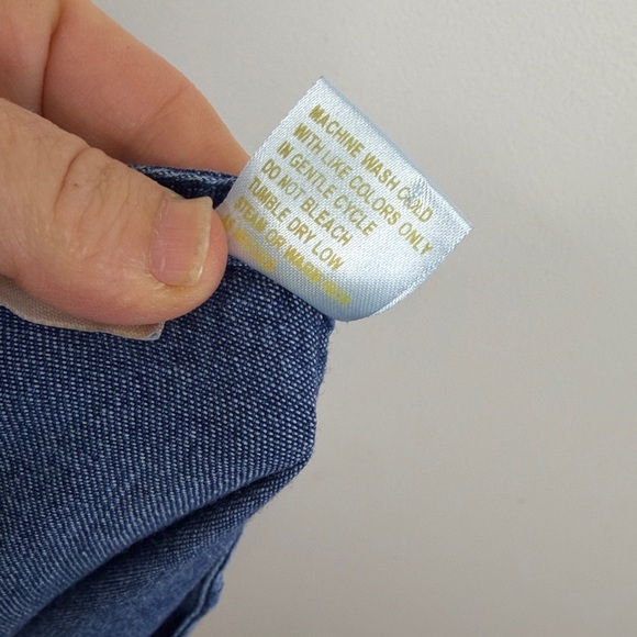 Chambray Dress Womens 2X Blue Jean Embroidered Floral Short Sleeve Prairie Midi - Picture 12 of 13